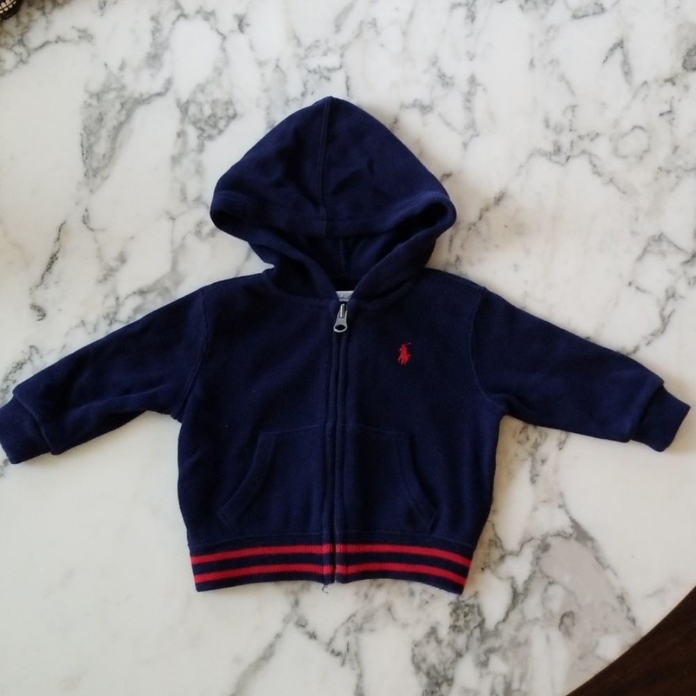 Blue Knit Full-Zip Hoodie Size 6 Month